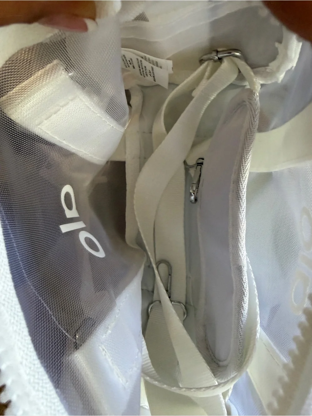 ALO Yoga Clear Mini Duffle Bag - White Trim crossbody strap new - Picture 3 of 6